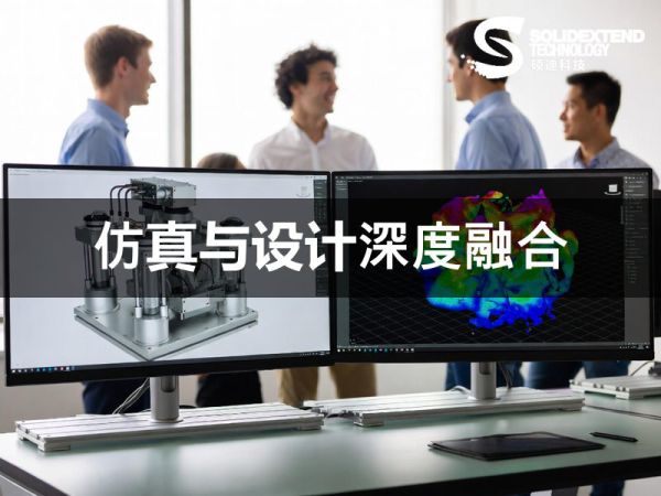 工程师正在使用 SOLIDWORKS 2026 进行复杂的装配体设计与 Abaqus 协同仿真